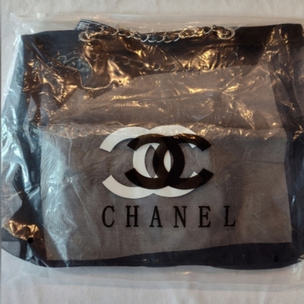 Chanel Black Mesh Tote Bag with Chain Strap - Picture 7 of 7